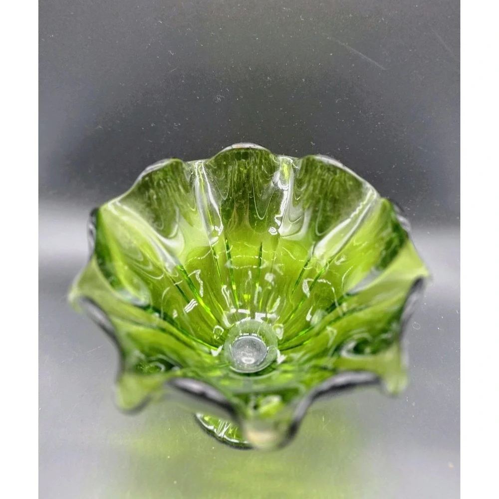 Vintage L. E. Smith Art Glass Swung Pedestal Vase Compote Mid-Century Modern
